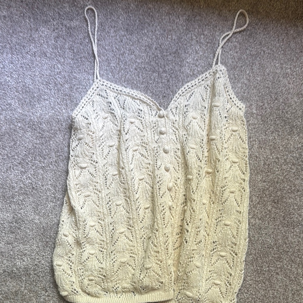 Sezane Cream Sleeveless Cropped Camisole